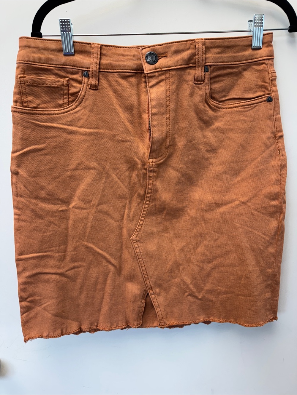 Kut from the Kloth Burnt Orange Denim Midi Skirt - Picture 1 of 7